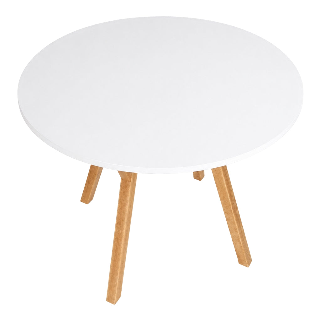 Stół York okrągły - 100 cm - biały - dąb - zdjęcie 2