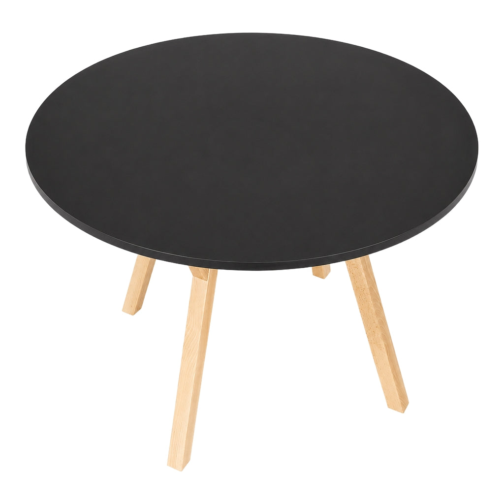 Stół York okrągły - 100 cm - czarny - buk naturalny - zdjęcie 2