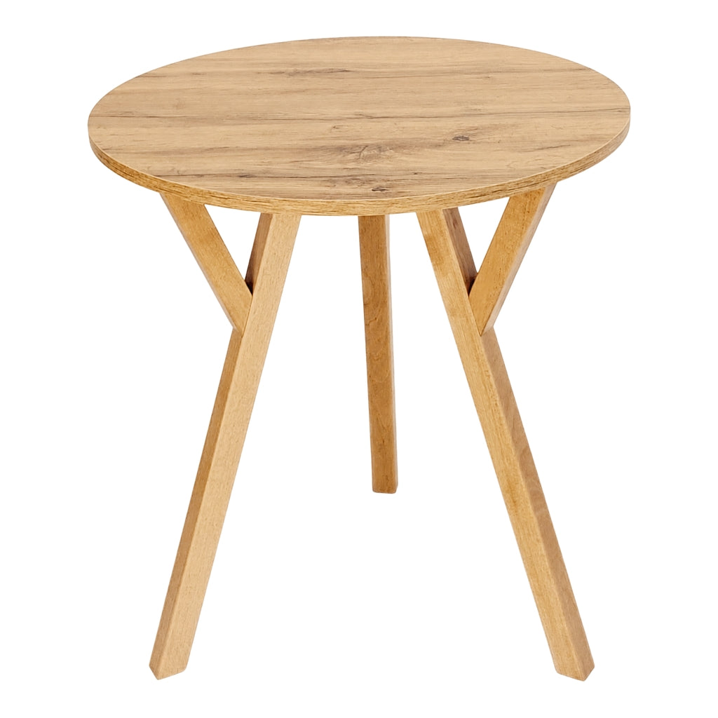Stół York okrągły 80 cm, blat wotan, nogi buk w kolorze dębu — zdjęcie 2