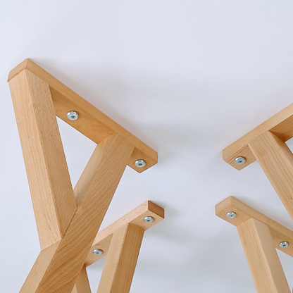 Stół York okrągły - 90 cm - biały - buk naturalny - zdjęcie 3
