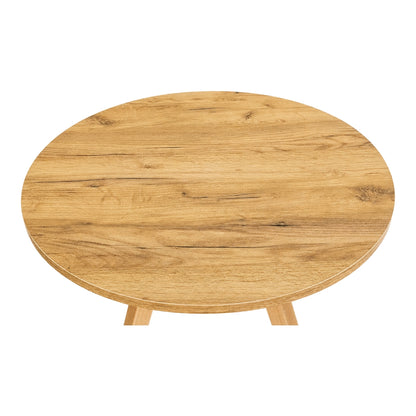 Stół York okrągły 80 cm, blat craft złoty, nogi buk naturalny — zdjęcie 3