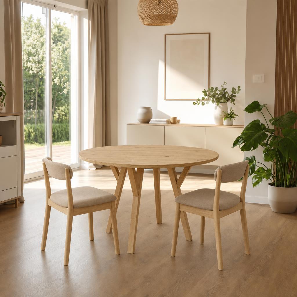 Stół York okrągły - 100 cm - artisan - buk naturalny - wizualizacja 4