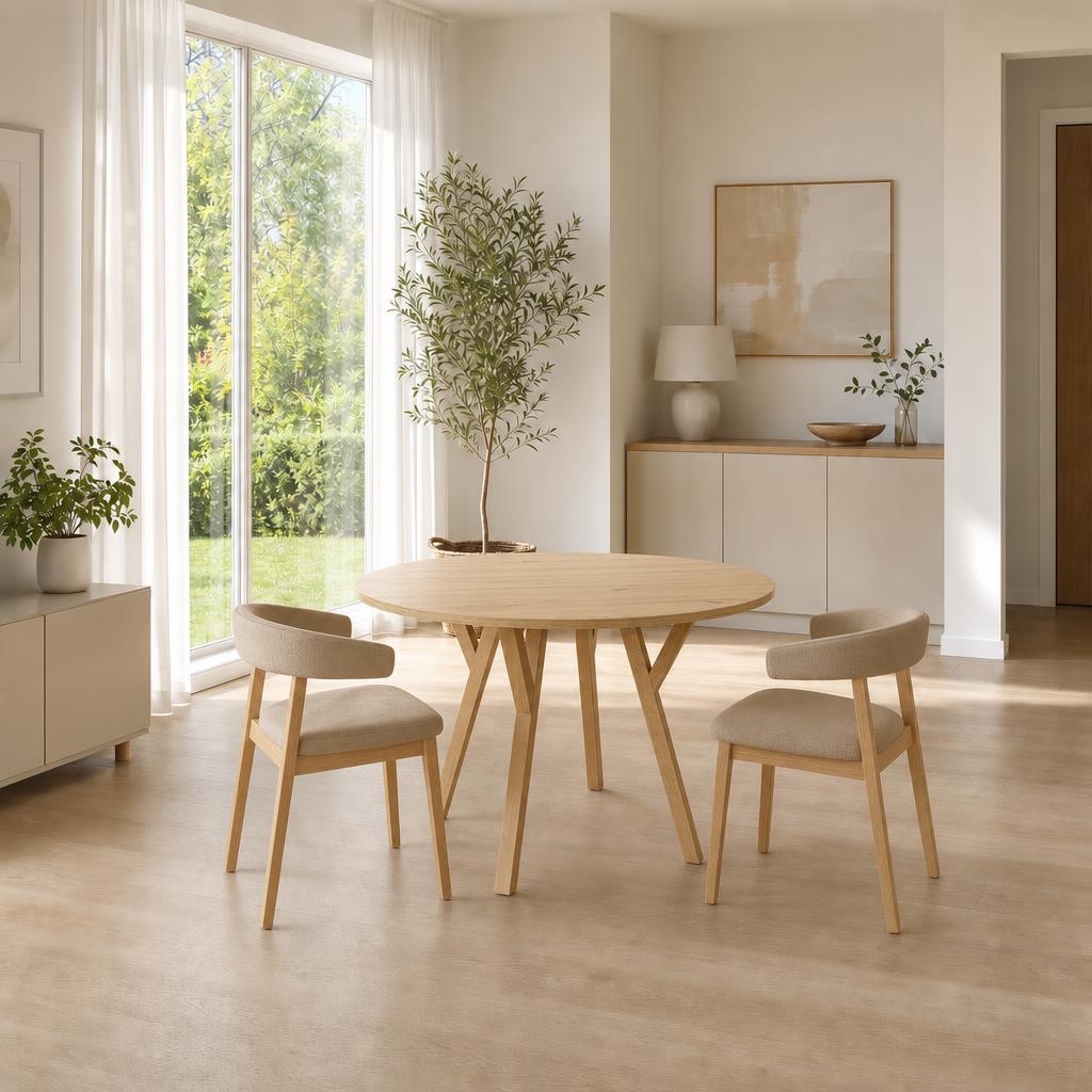 Stół York okrągły - 100 cm - artisan - buk naturalny - wizualizacja 5