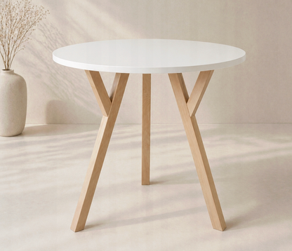 Stół York okrągły - 70 cm - biały - buk naturalny - wizualizacja 5