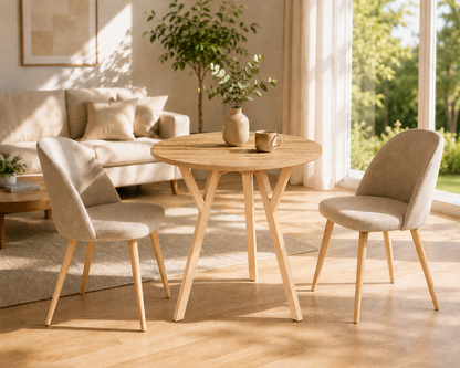 Stół York okrągły 80 cm, blat craft złoty, nogi buk naturalny — zdjęcie 5