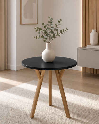 Stół York okrągły - 70 cm - czarny - dąb - wizualizacja 5