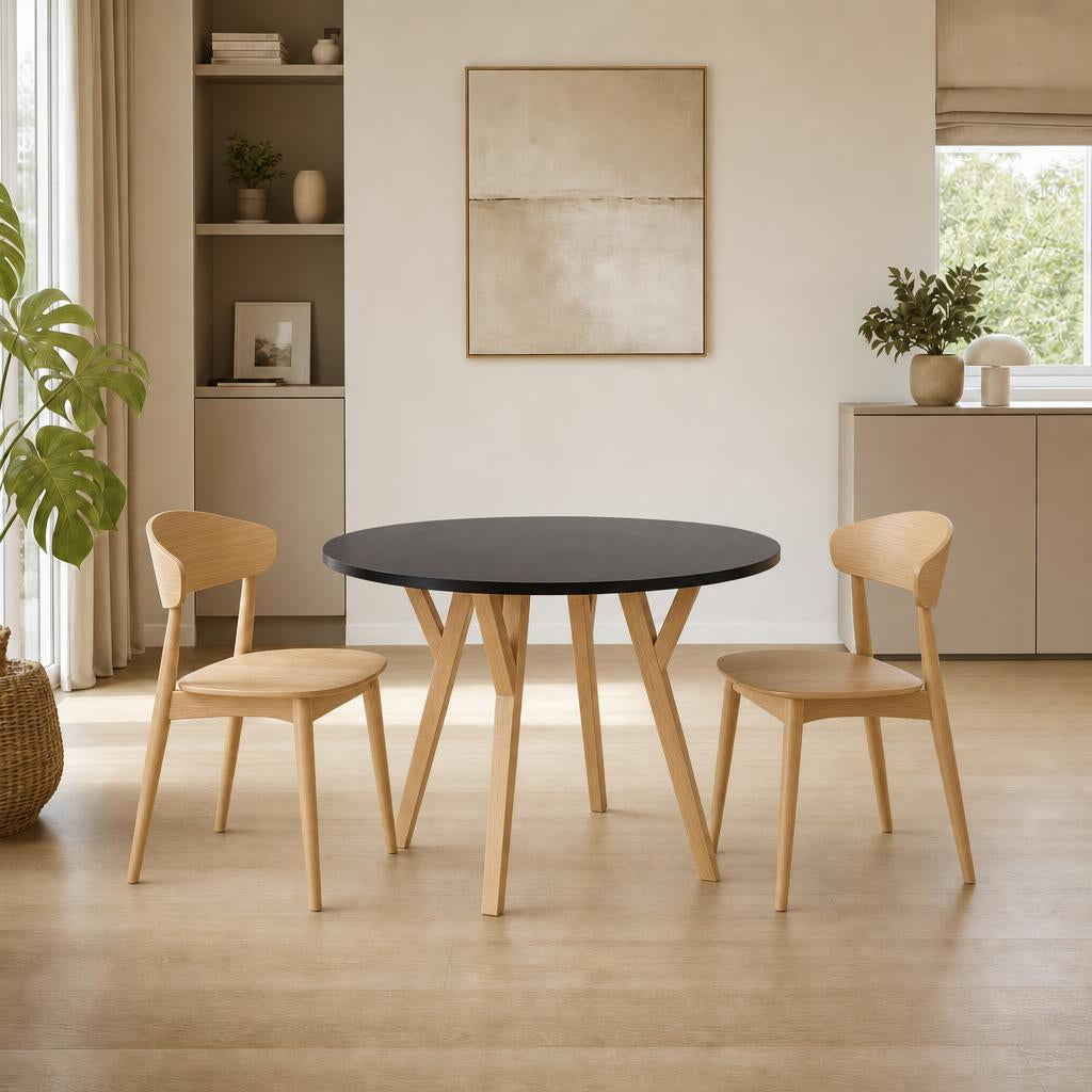 Stół York okrągły - 90 cm - czarny - dąb - wizualizacja 5