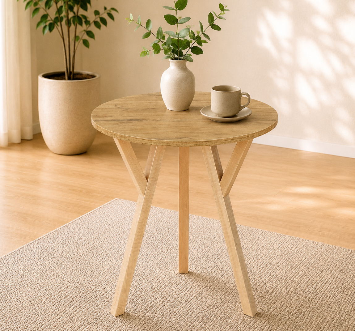 Stół York okrągły 80 cm, blat lancelot, nogi buk naturalny — zdjęcie 6