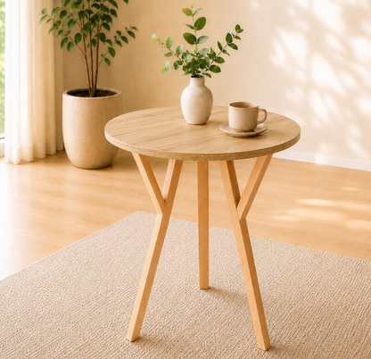Stół York okrągły 80 cm, blat odwieczny, nogi buk naturalny — zdjęcie 6